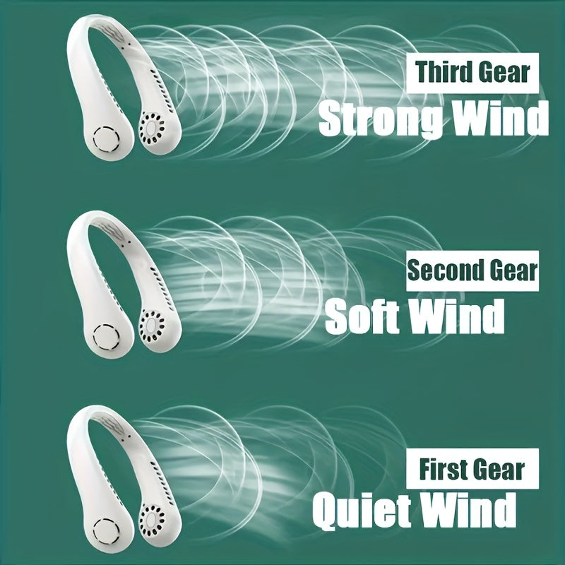 Bladeless Neck Fan USB Rechargeable Hands Wearable Air Cooler