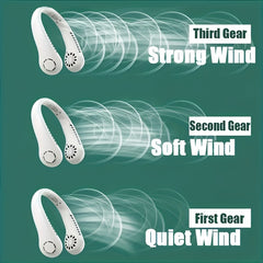 Bladeless Neck Fan USB Rechargeable Hands Wearable Air Cooler