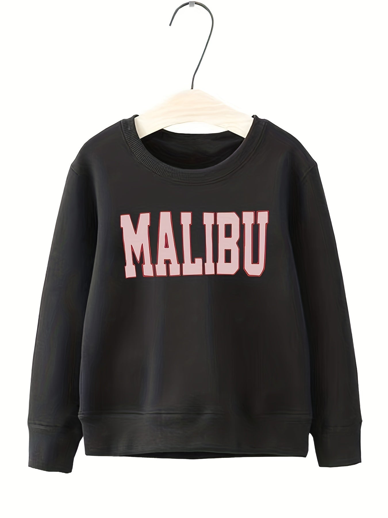 Girls Letter Sweatshirt Round Neck Top Pullovers