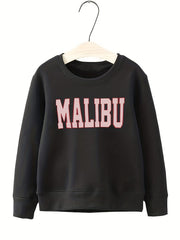 Girls Letter Sweatshirt Round Neck Top Pullovers
