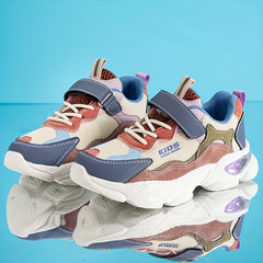 Girl's Hook and Loop Running Shoes Anti-skid Breathable Sneakers