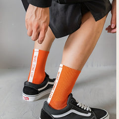 5 Pairs Men's Solid Crew Socks Breathable Cotton Blend Casual Unisex Socks