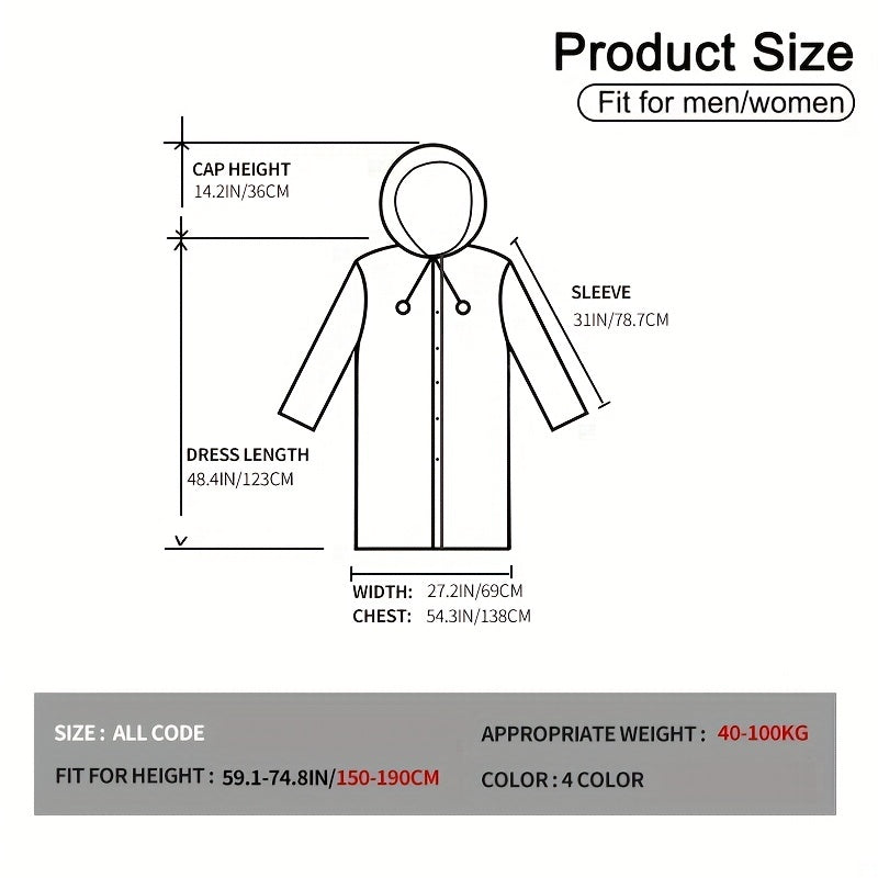 Waterproof Hooded Raincoat for Men Women