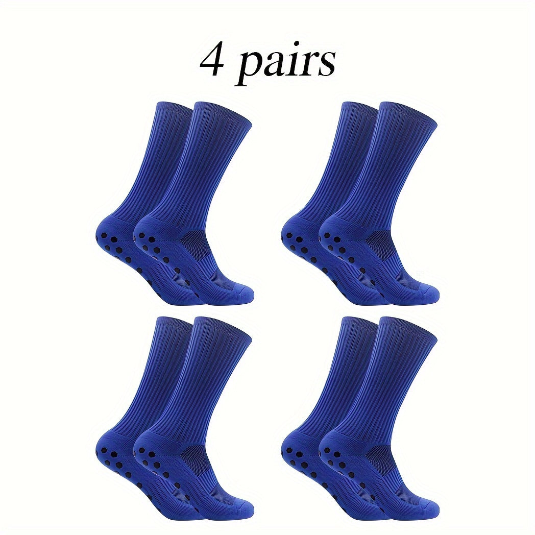 4 Pairs Non Slip Soccer Socks Breathable Crew Socks