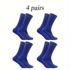 4 Pairs Non Slip Soccer Socks Breathable Crew Socks