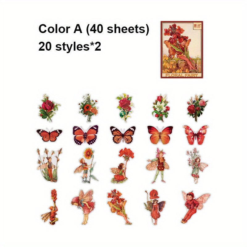 Vintage Scrapbook Stickers Butterflies Flowers DIY Journals Planner