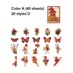 Vintage Scrapbook Stickers Butterflies Flowers DIY Journals Planner