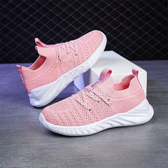 Breathable Woven Sneakers For Girls Lightweight Low Top Lace Up Shoes