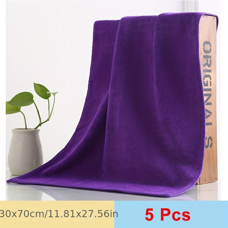 5pcs 30x70cm Soft Microfiber Car Wash Towel - No Scratch