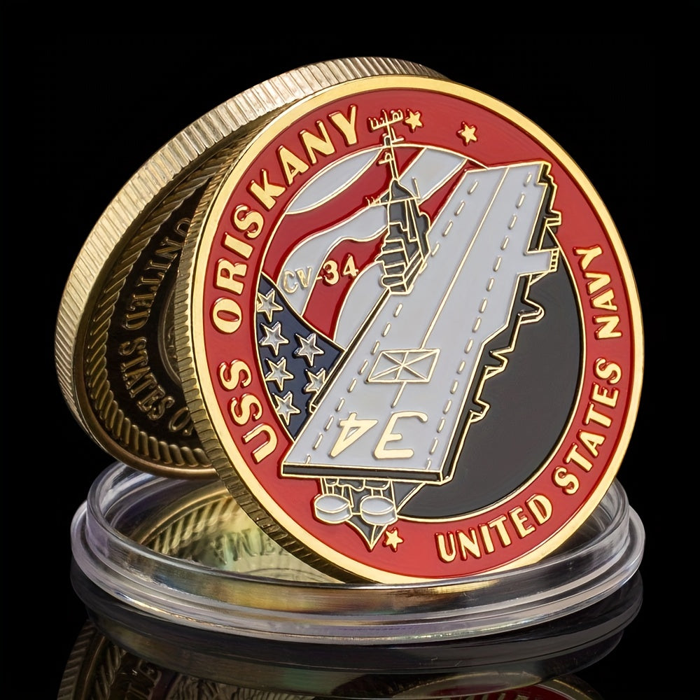 US Navy CV 157 Independence Aircraft Carrier Gold Plated Coin