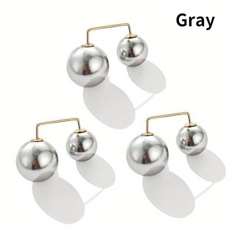 3pc Faux Pearl Metal Lapel Pin Brooch Dress Skirt Waist Pants Buckle