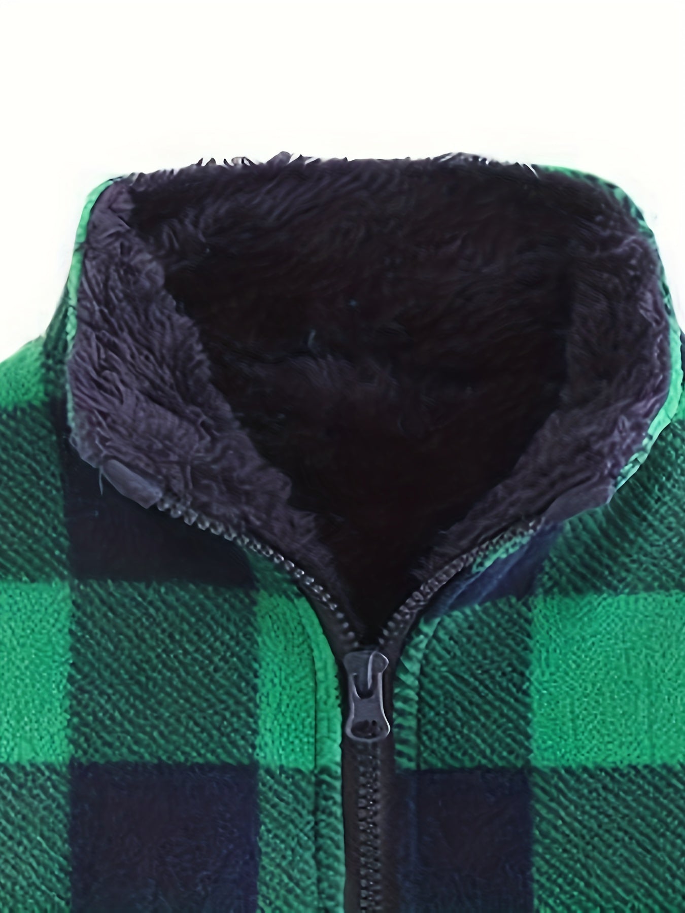 Boys Plaid Sleeveless Vest Warm Fleece Outwear Padded Jacket