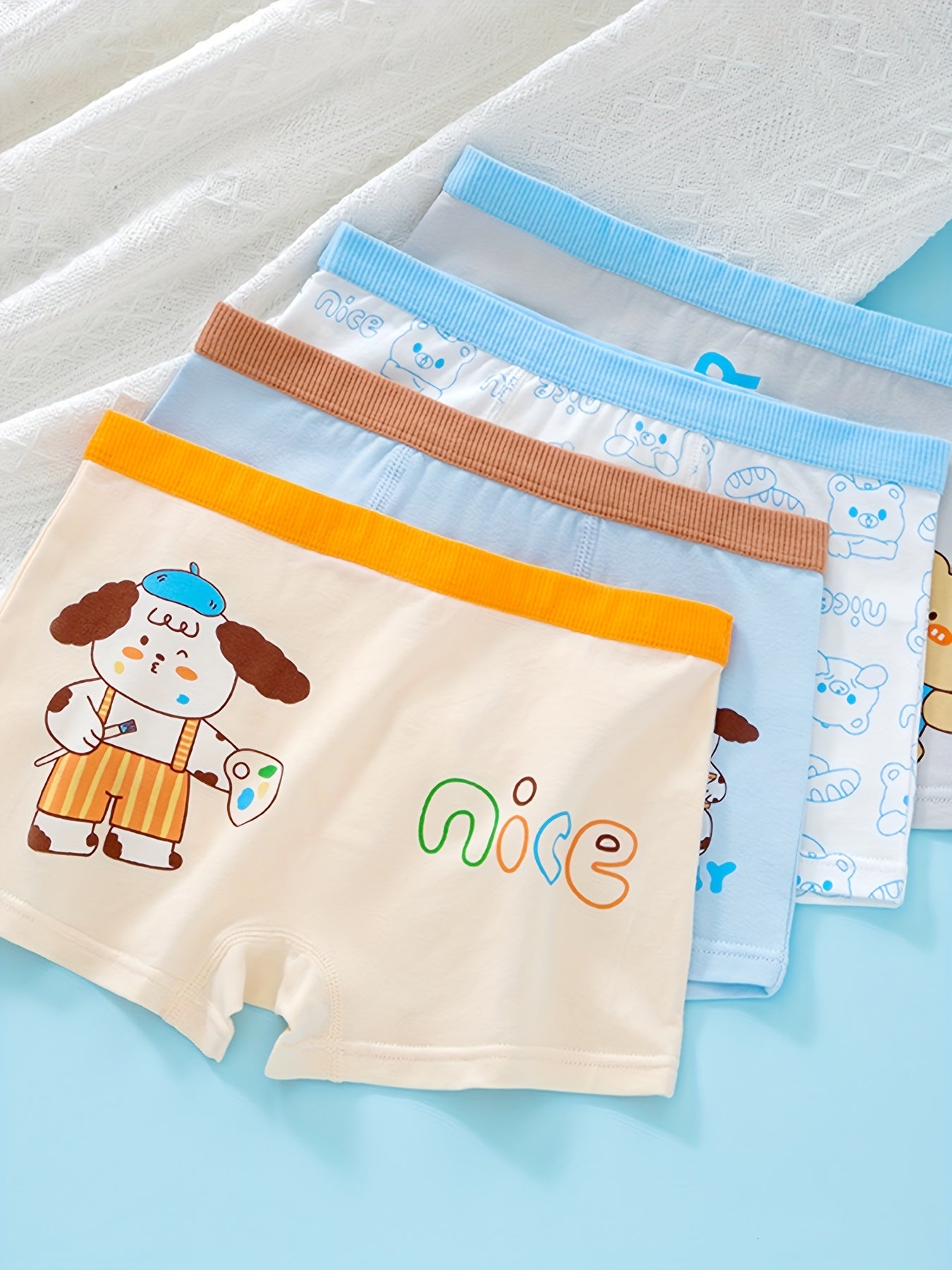 4pcs Boy's Animal Pattern Boxer Briefs Comfy Underpants