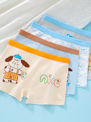 4pcs Boy's Animal Pattern Boxer Briefs Comfy Underpants