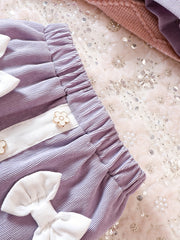 Sweet Girls Floral Button Down Cardigan & Bow Skirt Set