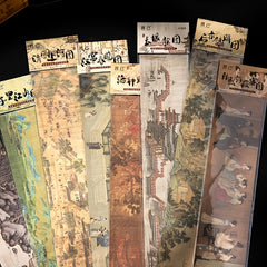 16pcs National Style Famous Painting Long Tape Sticker
