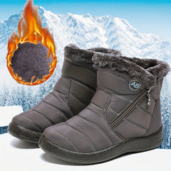 Women's Plush Lined Snow Boots Waterproof Warm Side Zipper Ankle Boots