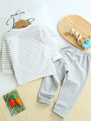 Girls Pajamas Family Outfit Poached Egg Stripes Print Set