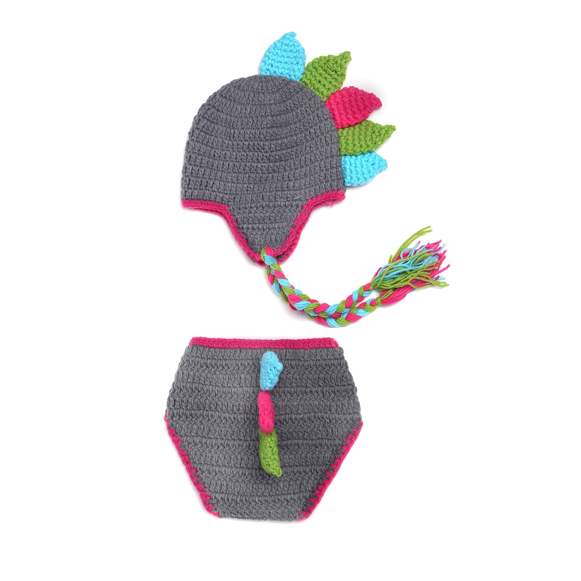 Cute Dino Baby Hats 2Pcs Set for Newborn Photography Props