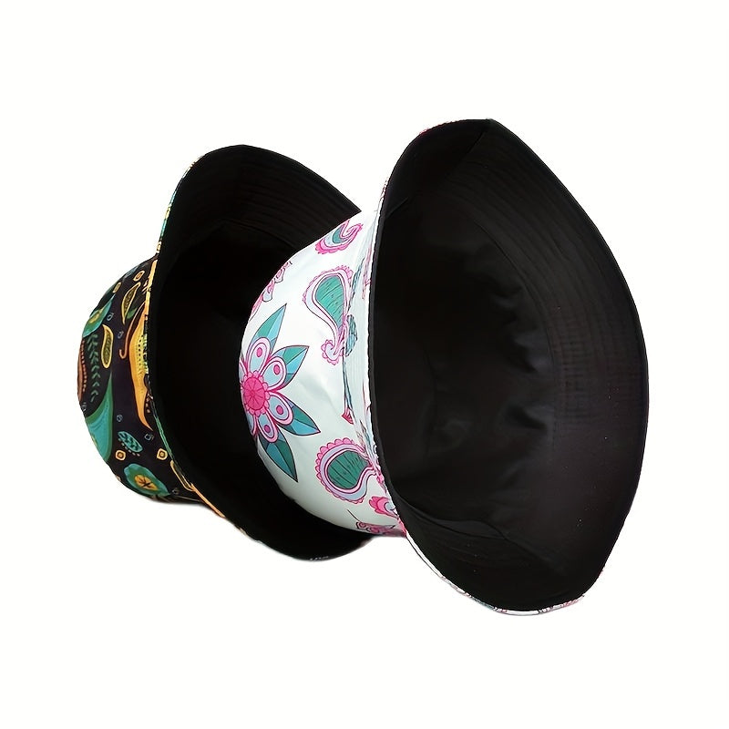 Boho Paisley Print Bucket Hat Reversible Lightweight Basin Hat