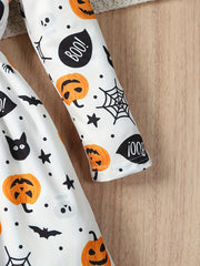 Girls Comfy & Ghost Graphic Long Sleeve Dress Halloween Outfit