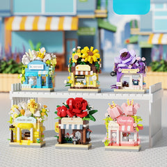 Floral Shop Building Blocks w/ Roses & Sunflowers Toy Display