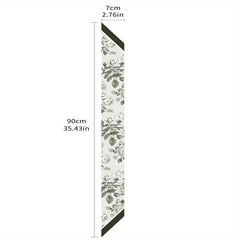 Flower Print Skinny Scarf Double Side Long Ribbon Neckerchief Satin Twilly Scarf