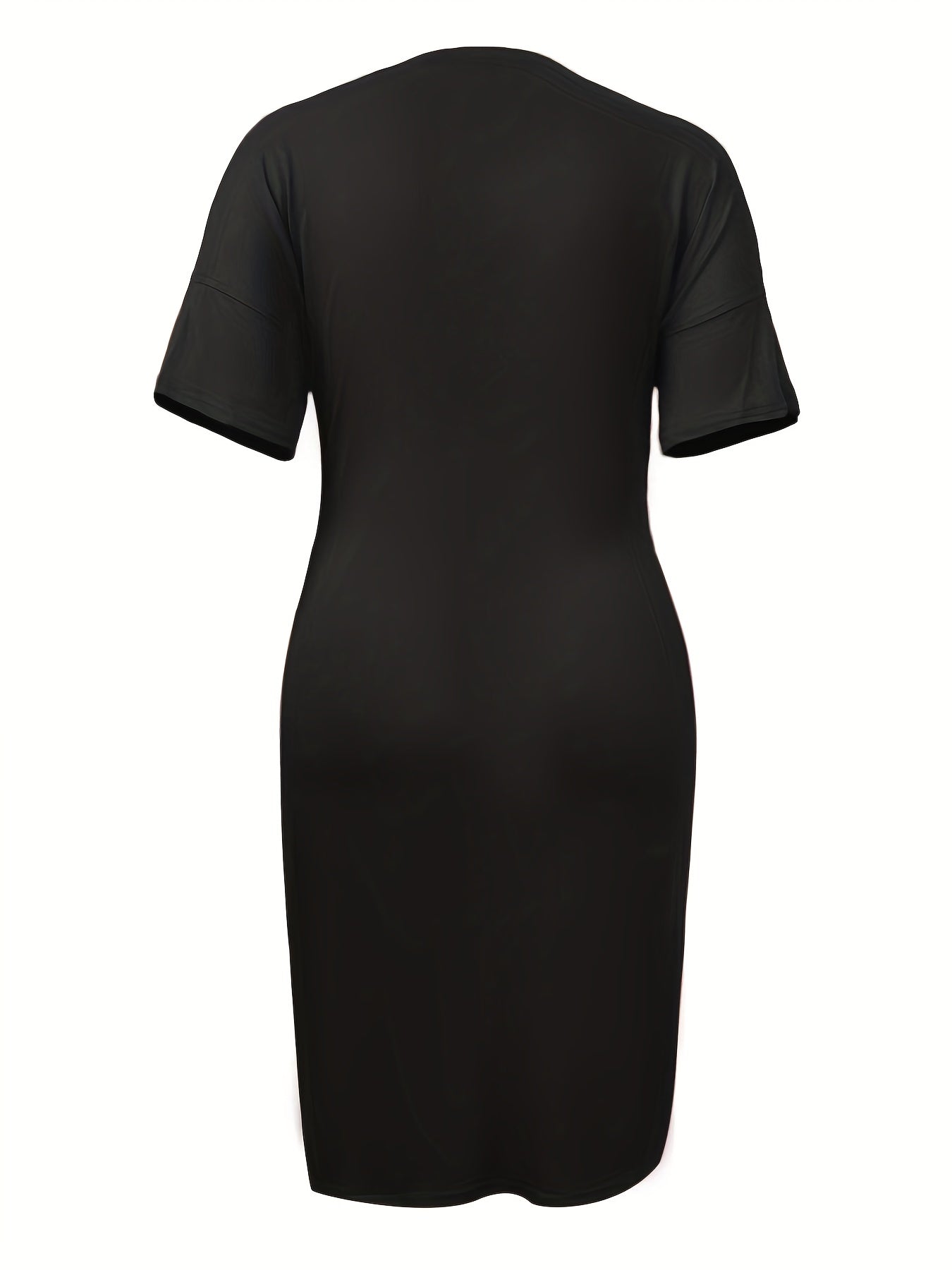 V Neck Short Sleeve Tee Dress With Pocket Women's Plus Medium Stretch