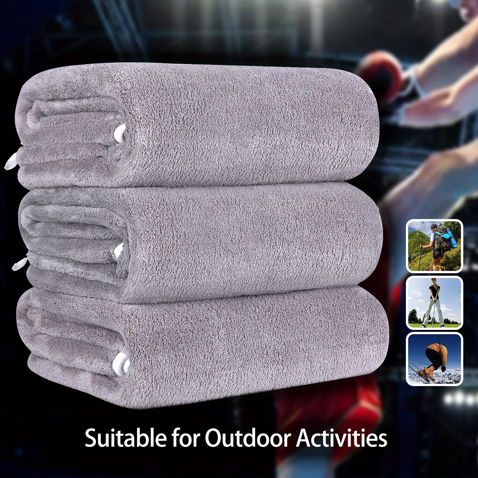 3pcs Microfiber Bath Towels 70 X 140cm Portable Absorbent & Quick Drying