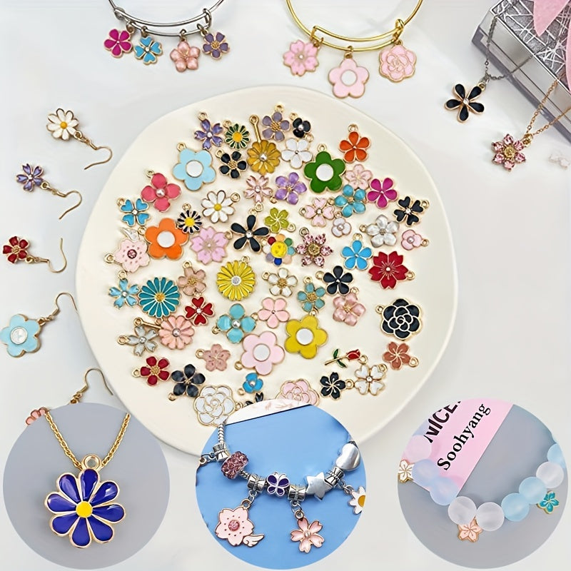 10pcs Rose Flower Shape Pendant Oil Drip Charms for Jewelry Making