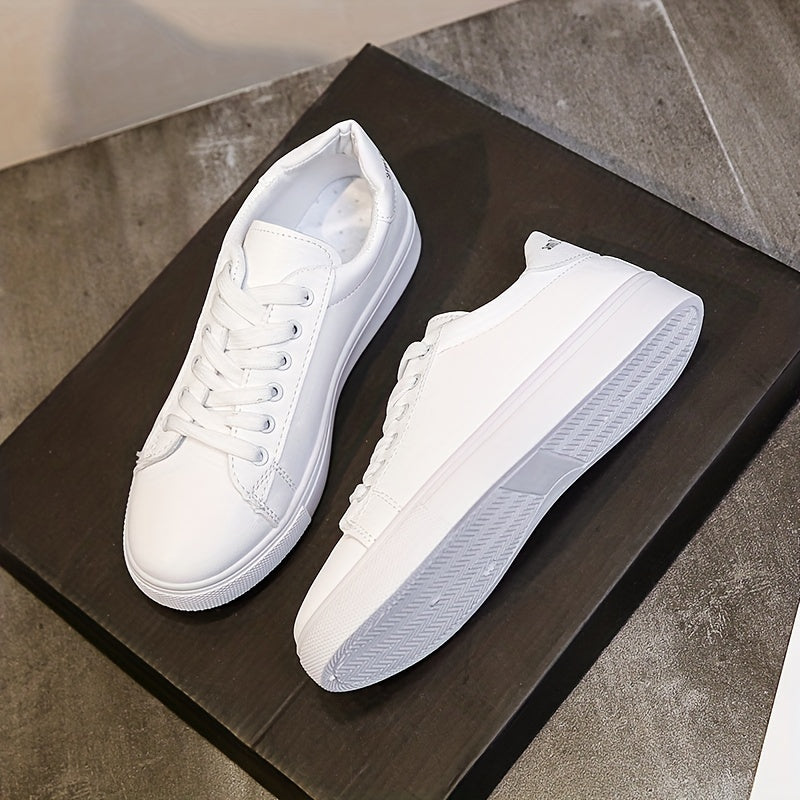Women's Lace-Up Flat Skate Sneakers Low Top Walking Shoes