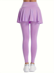 Pleated Yoga Running Skorts with Leggings Womens Activewear