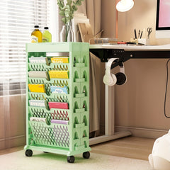 2 Tier Floor Movable Storage Rack - Organize Office Items Efficiently