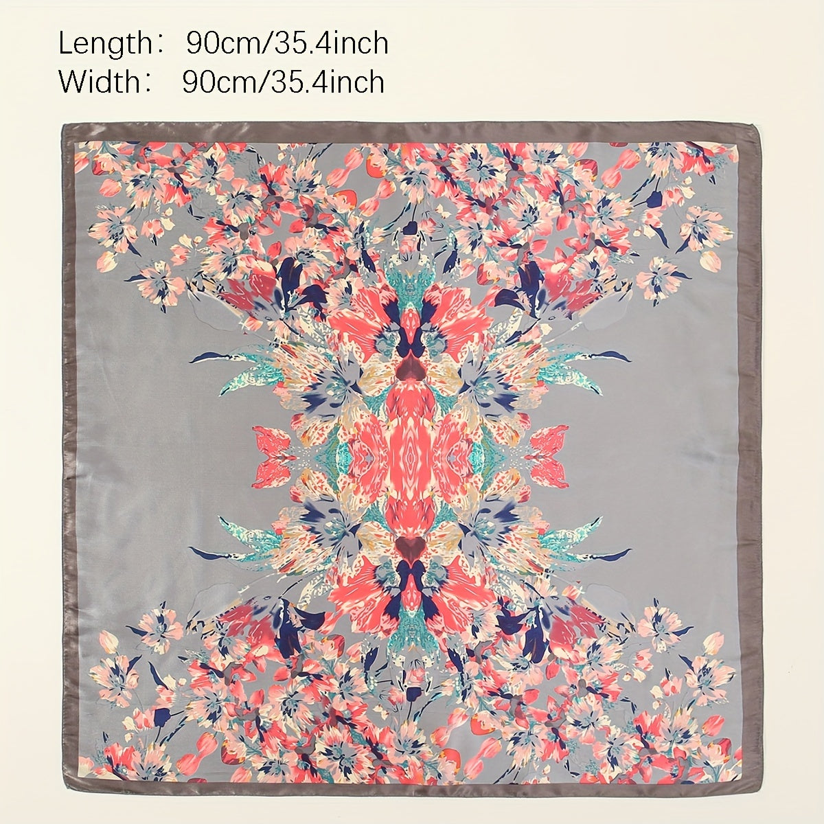 Flower Print Bandana Satin Shawl Silk Square Scarf Head Wrap
