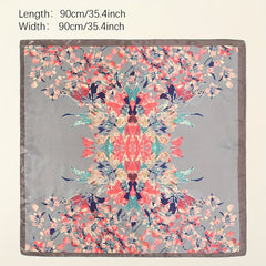 Flower Print Bandana Satin Shawl Silk Square Scarf Head Wrap