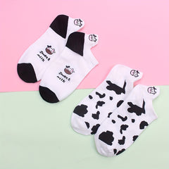 5 Pairs Women's Cow Print & Ankle Socks Set
