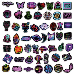 50PCS Neon Crow Stickers Waterproof PVC Stickers