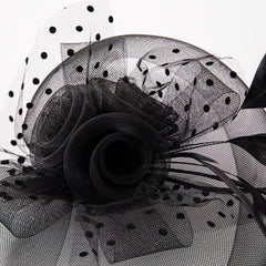 Ladies Retro Prom Veil Headdress Top Hat Feather Headband Hair Clip Dual Use