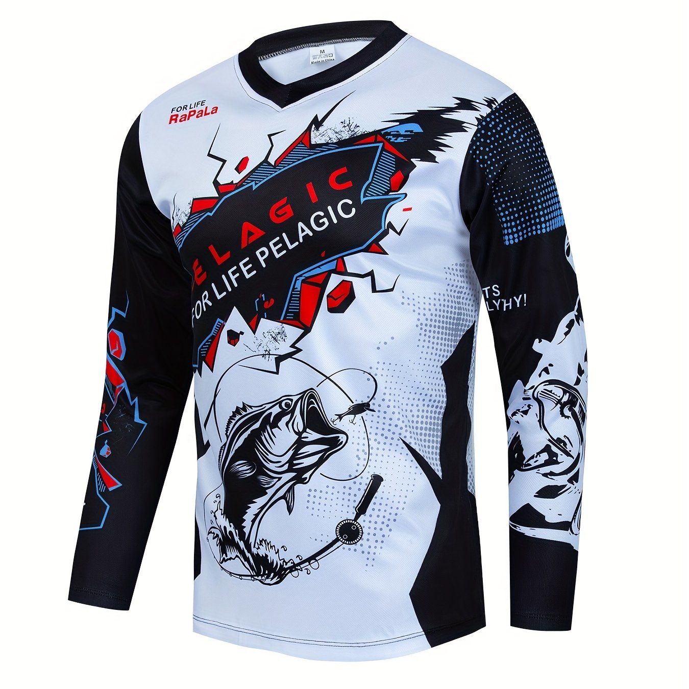 Men's Fish Pattern Cycling Shirt Active Long Sleeve Top