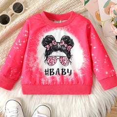 Cartoon Print Pink Pullover Top for Baby Girl