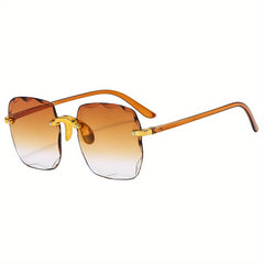 Rimless Square Sunglasses Gradient Lens Glasses UV400