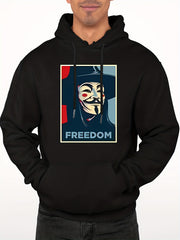 Men's Casual FREEDOM Print Hooded Sweatshirt Long Sleeve