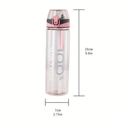 720ml Water Bottle With Straw And Strap Portable Plastic Sports Cup Leakproof