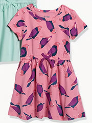 Girls' Comfy Short Sleeve Tunic Dress Skater Dresses