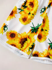 Girls Sunflower Graphic Cami Rompers Jumpsuits For Beach Vacation