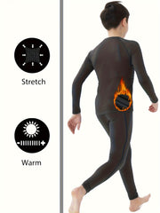 Youth Boys Thermal Underwear Set Fleece Lined Compression Shirt & Leggings