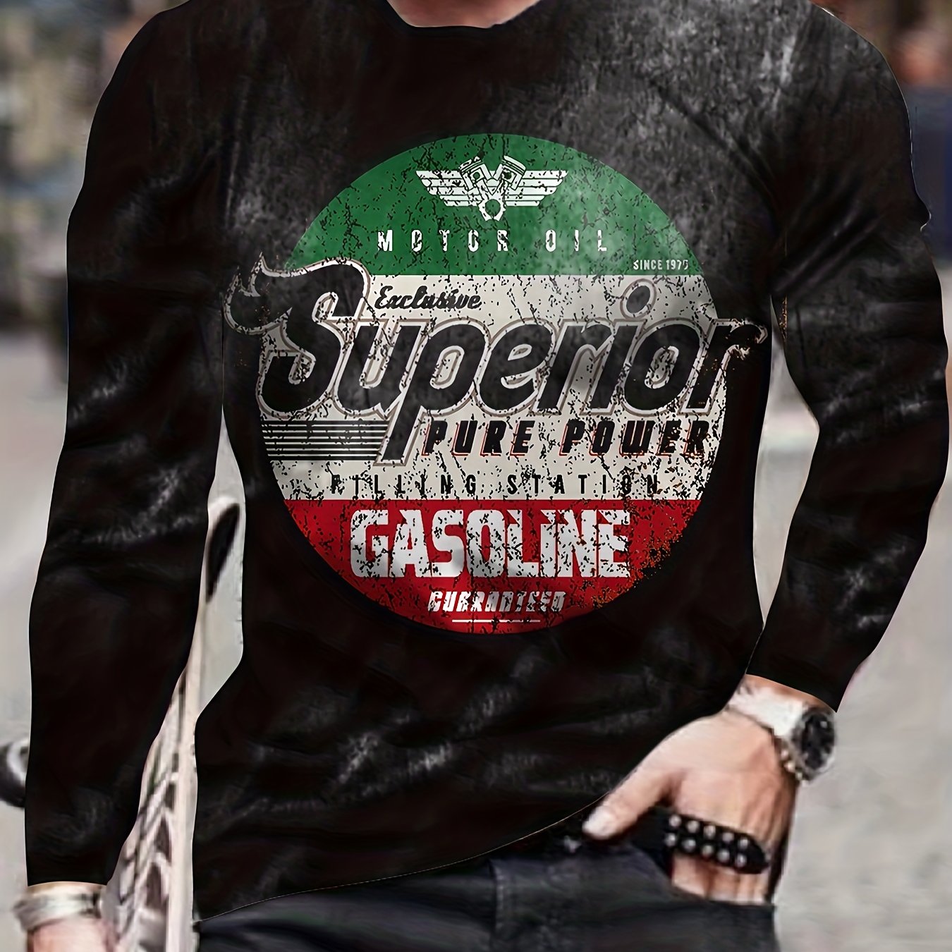 Men's Long Sleeve Vintage Novelty T-shirt For Autumn