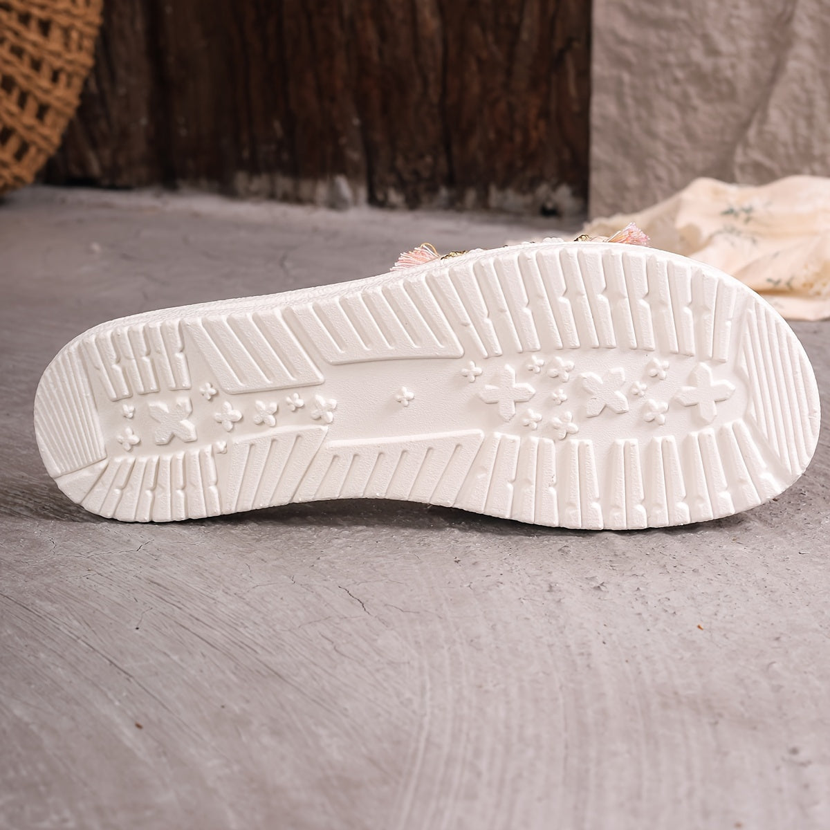 Women's Open Toe Woven Flat Slippers Boho Style Lightweight Beach Slides