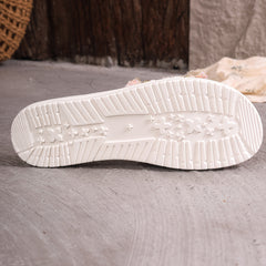 Women's Open Toe Woven Flat Slippers Boho Style Lightweight Beach Slides