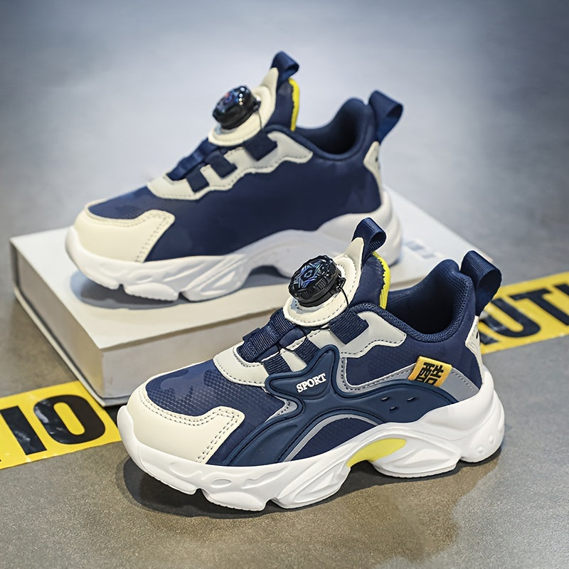 Boy's Chunky Shoes With Rotating Buckle Comfy Non Slip Sneakers